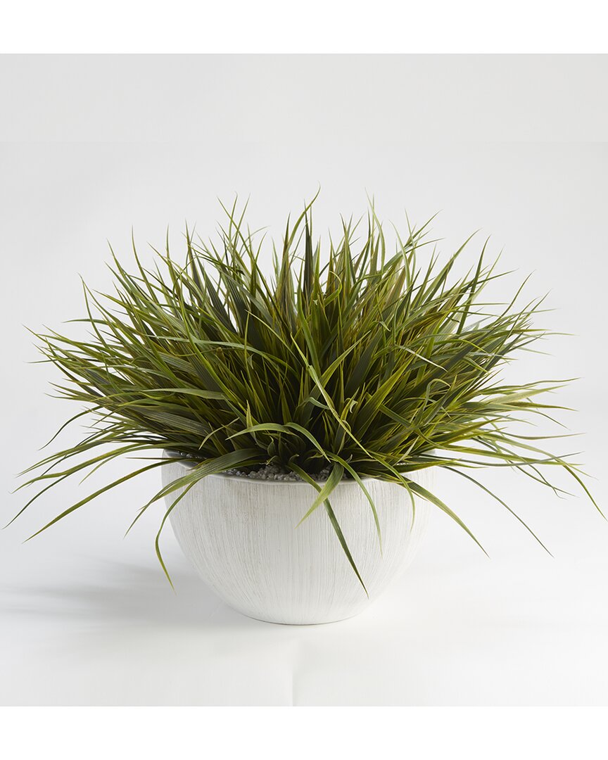 D&w Silks , Inc Wild Grass In White Bowl