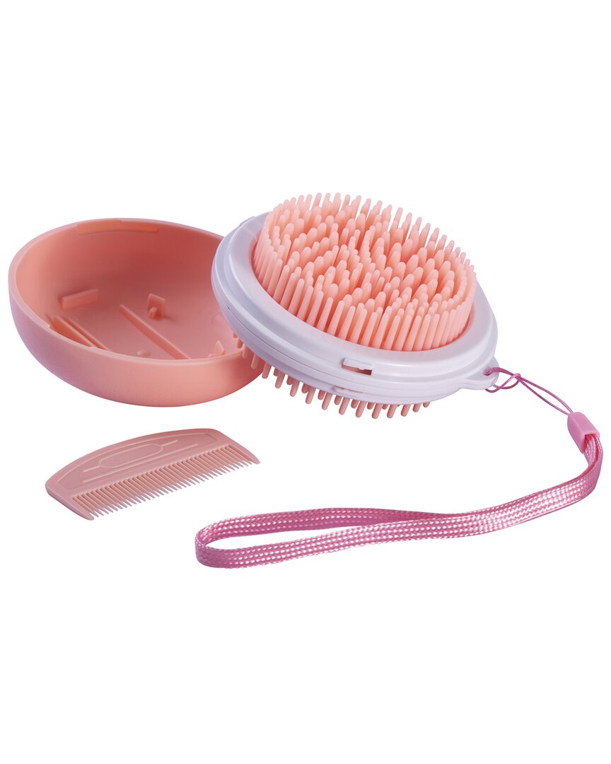 Pet Life 'bravel' 3-in-1 Travel Pocketed Dual Grooming Brush And Pet Comb In Orange