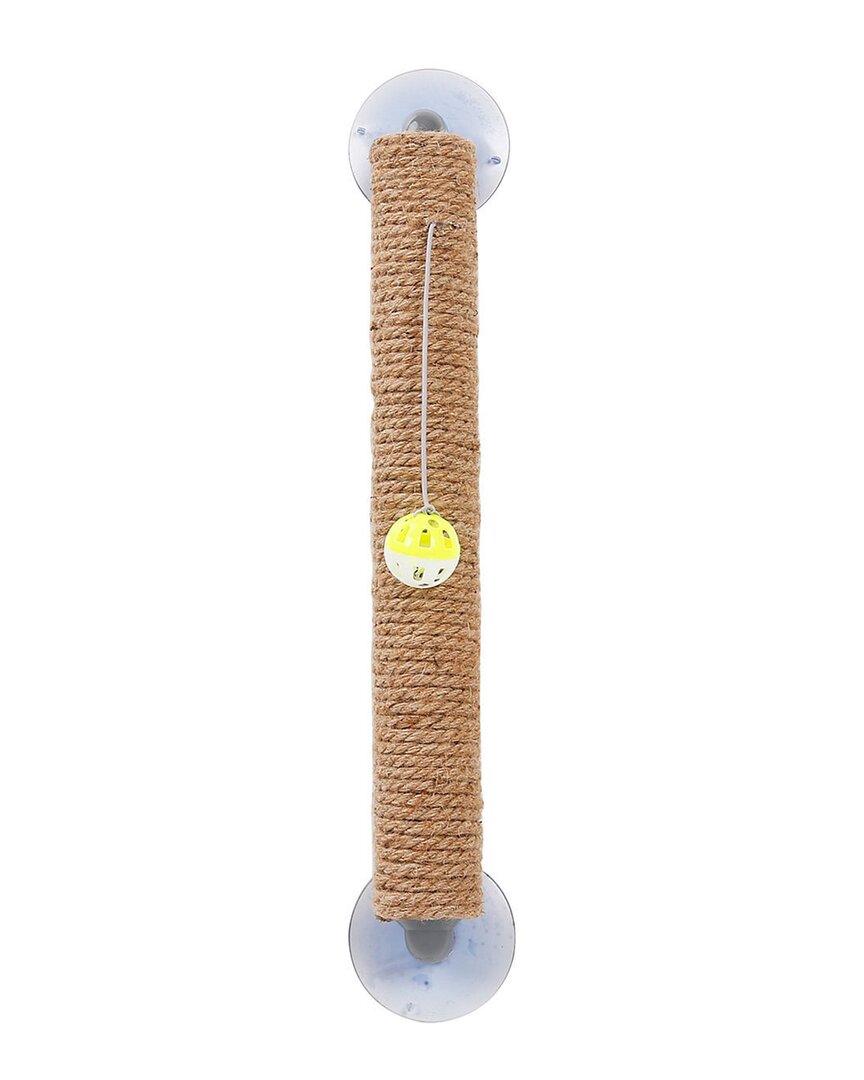Pet Life Stick N Claw Sisal Rope And Toy Suctio In Brown