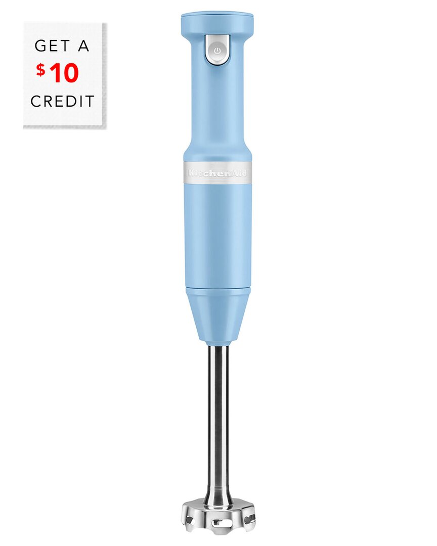 Kitchenaid Immersion Blender Blue Cordless Variable Speed Trigger With $10 Credit