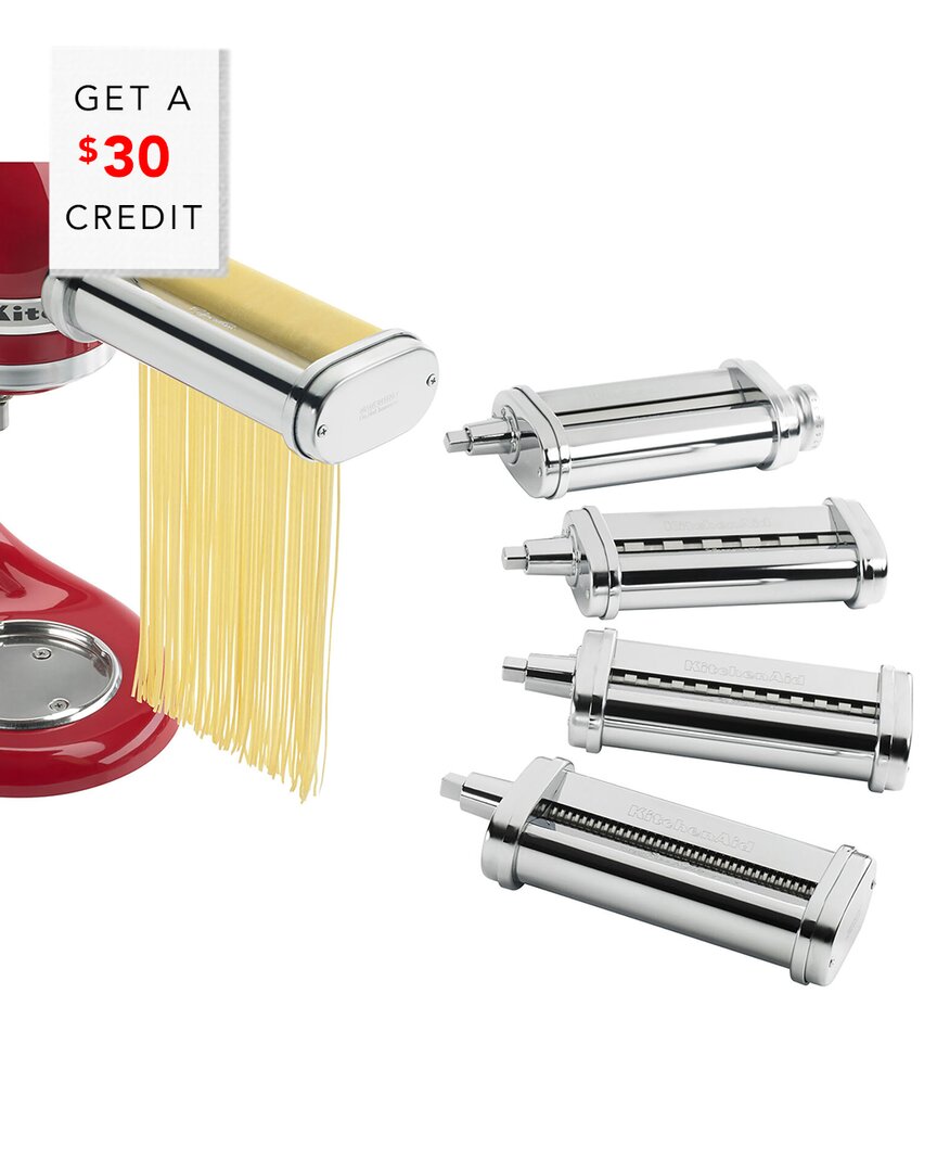 Shop Kitchenaid Pasta Deluxe Set With $30 Credit In Silver