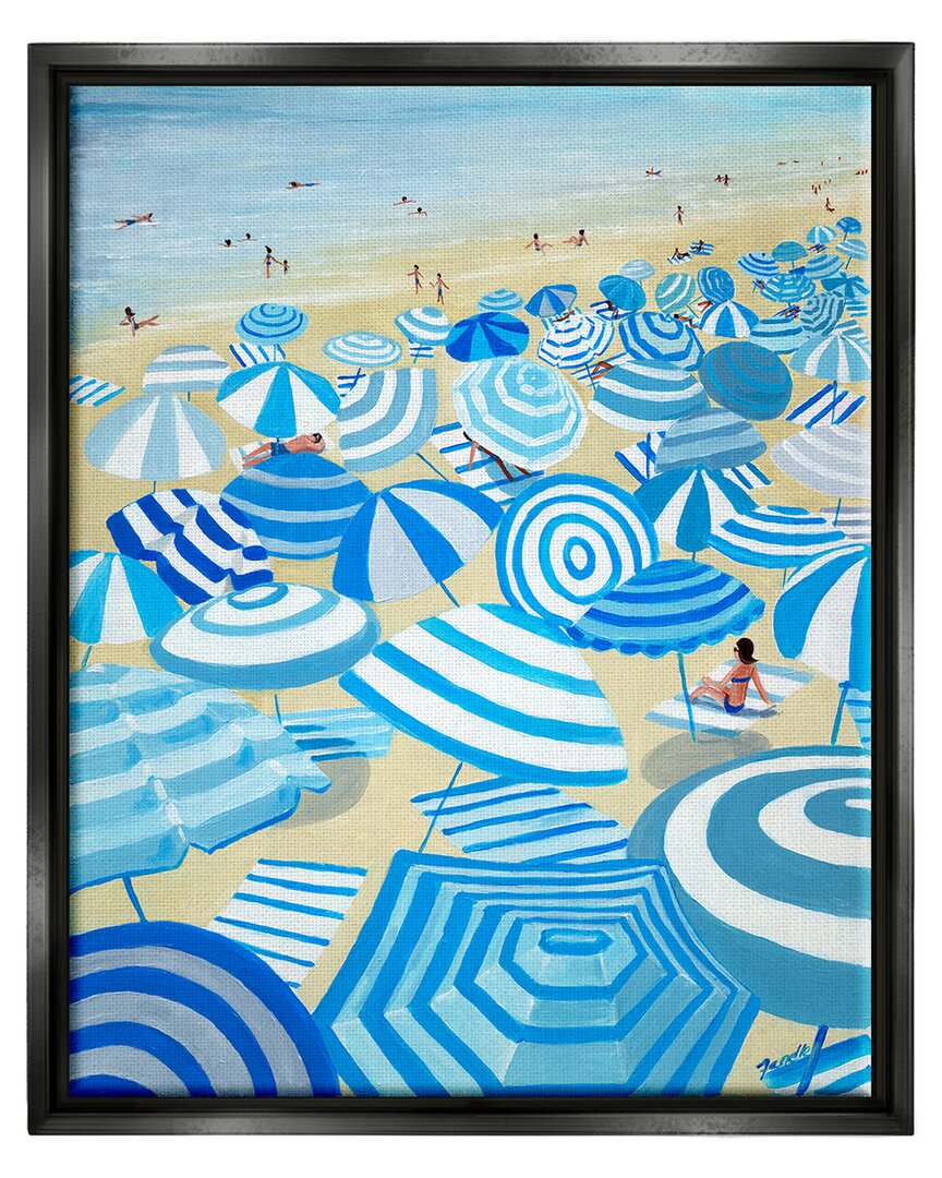 Stupell Striped Coastal Beach Umbrellas Framed Floater Canvas Wall Art By Life Wall Art Designs