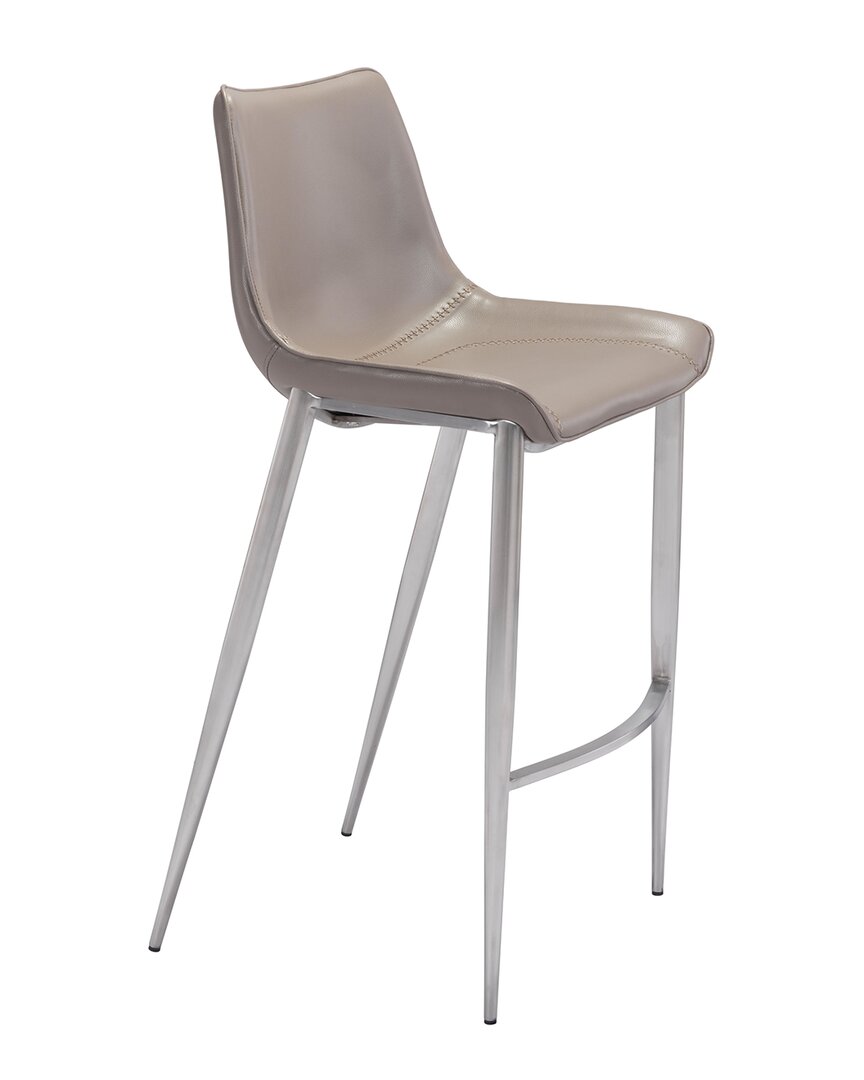 Zuo Modern Magnus Bar Chair (set Of 2) In Grey