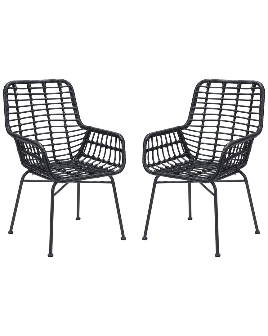 Zuo Modern Set Of 2 Lyon Indoor/outdoor Dining Chairs In Black