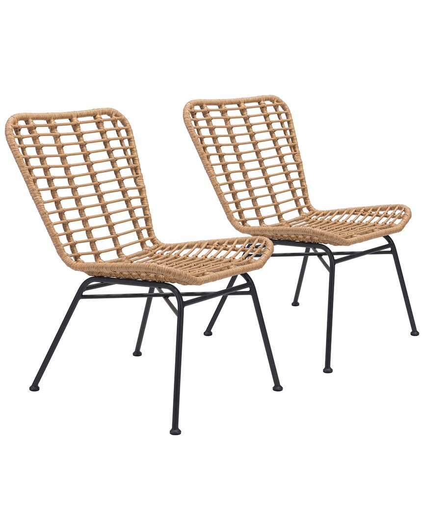 Shop Zuo Modern Set Of 2 Indoor/outdoor Lorena Dining Chairs In Natural