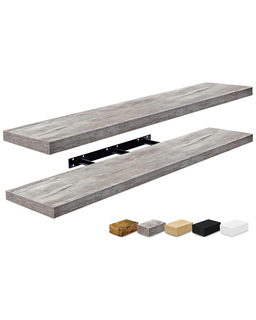 Sorbus Set Of 2 Extra-large Floating Shelves In Gray