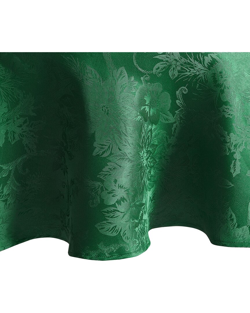 Elrene Home Fashions Poinsettia Elegance Jacquard Holiday Tablecloth -round In Green