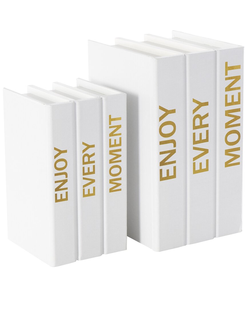 Peyton Lane Set Of 2 Canvas Faux Book Storage Boxes In White