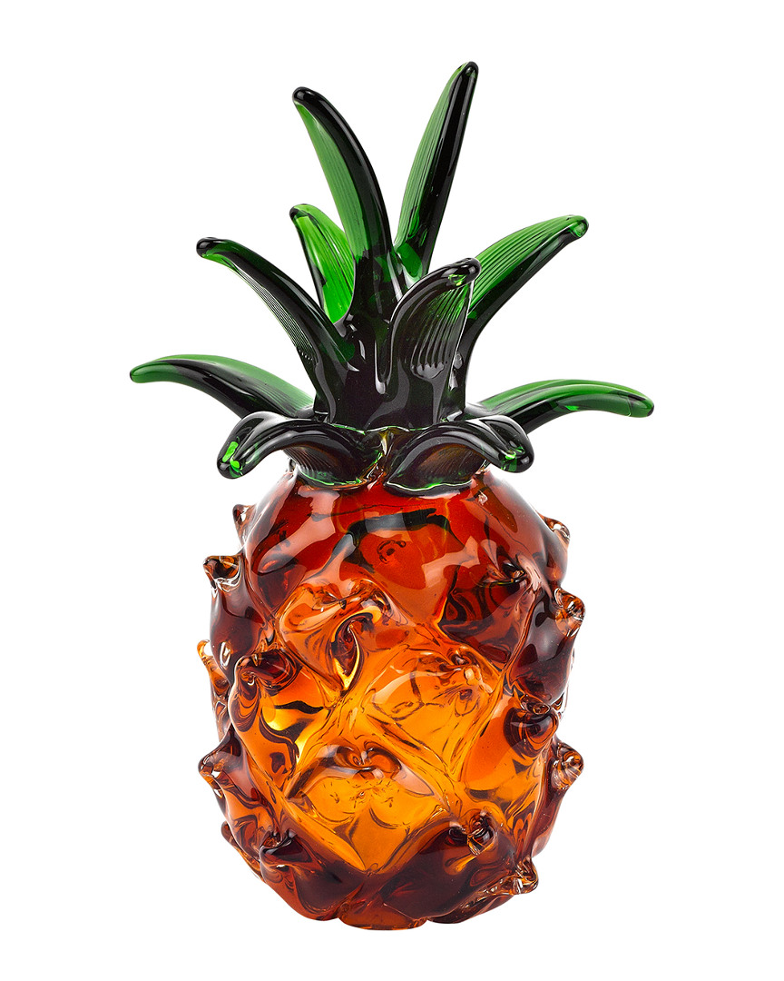 Badash Crystal 10in Pineapple Art Glass In Orange