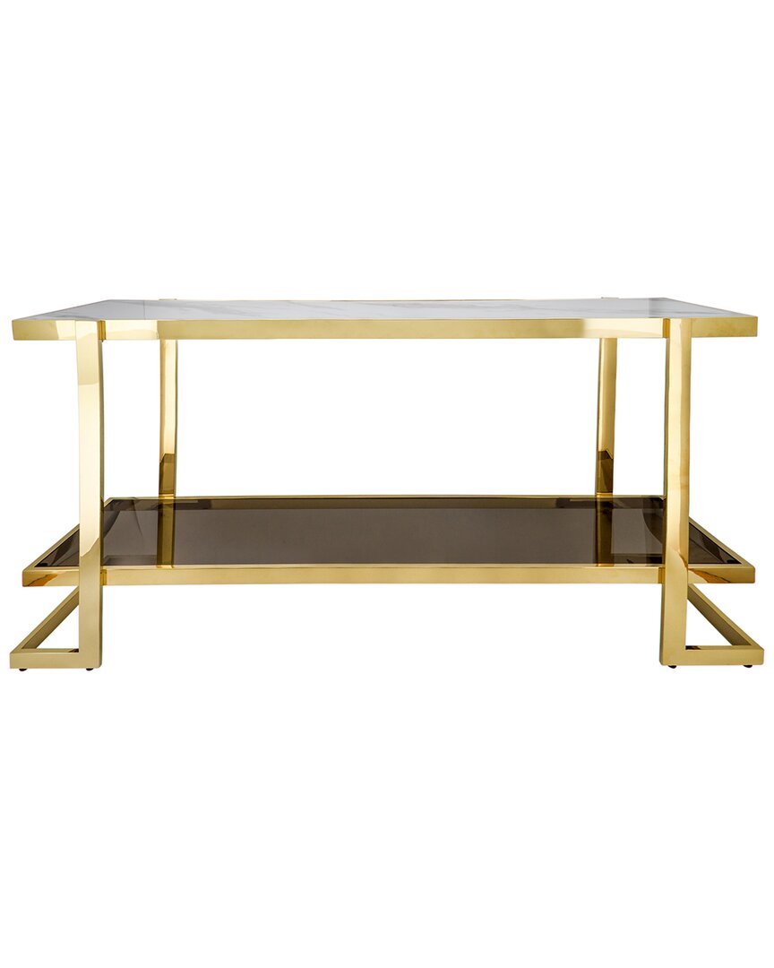 Sagebrook Home Metal/marble Glass Console Table In Gold