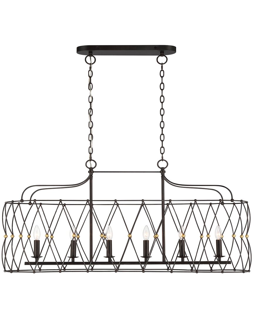 Crystorama Zucca 6 Light English Bronze & Antique Gold Linear Chandelier In Bronze