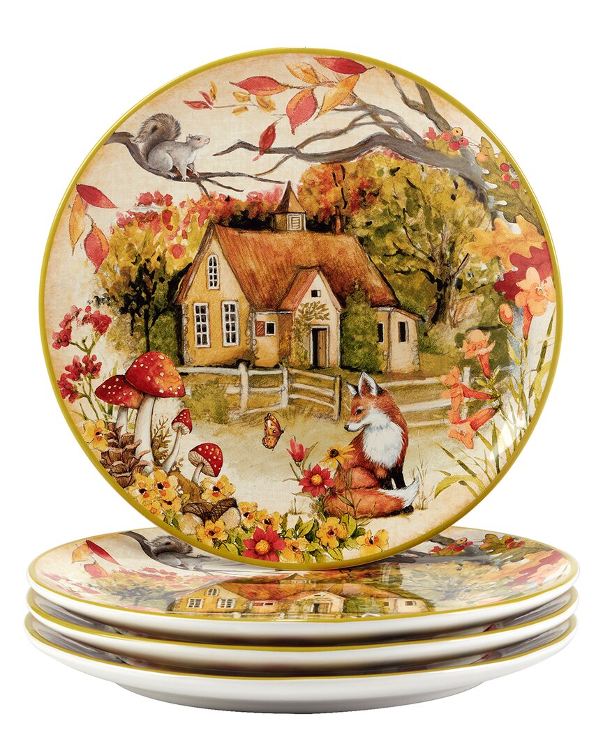 Certified International Woodland Critters Set Of 4 Dinner Plates