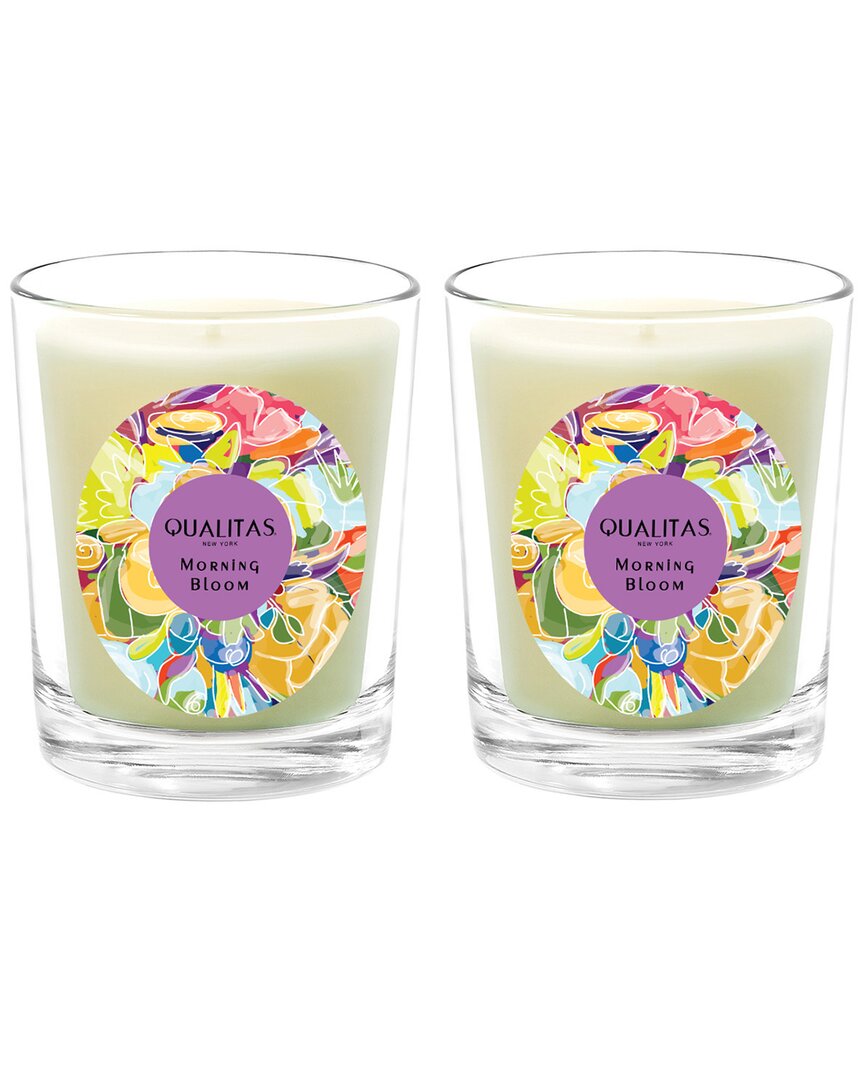 Qualitas Morning Bloom Two Scented Beeswax Candle Set In White