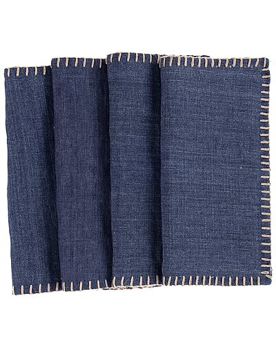 Amity Home Set of 4 Bryce Linen Cocktail Napkins