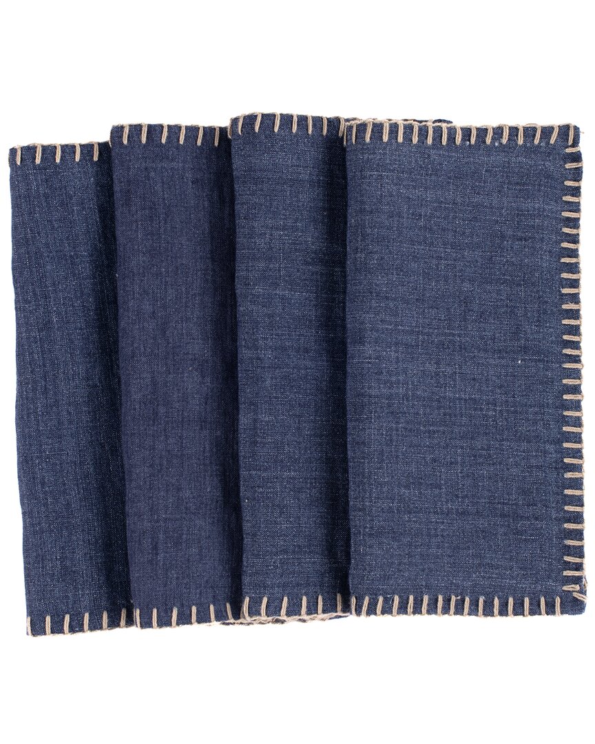 Amity Home Set Of 4 Bryce Linen Cocktail Napkins