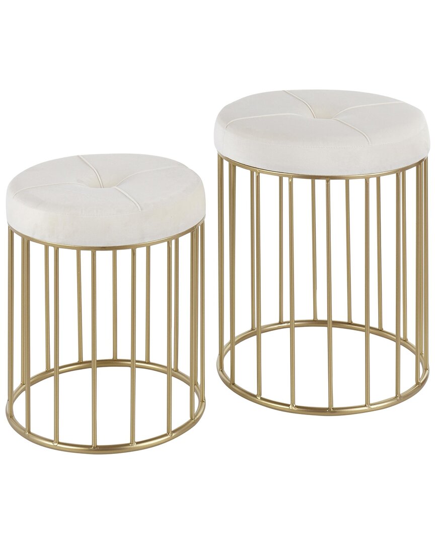 Lumisource Set Of 2 Canary Nesting Ottomans In Gold