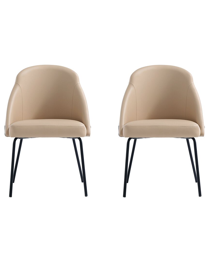 Manhattan Comfort Set Of 2 Gracie Modern Leatherette Dining Chairs With Steel  Legs