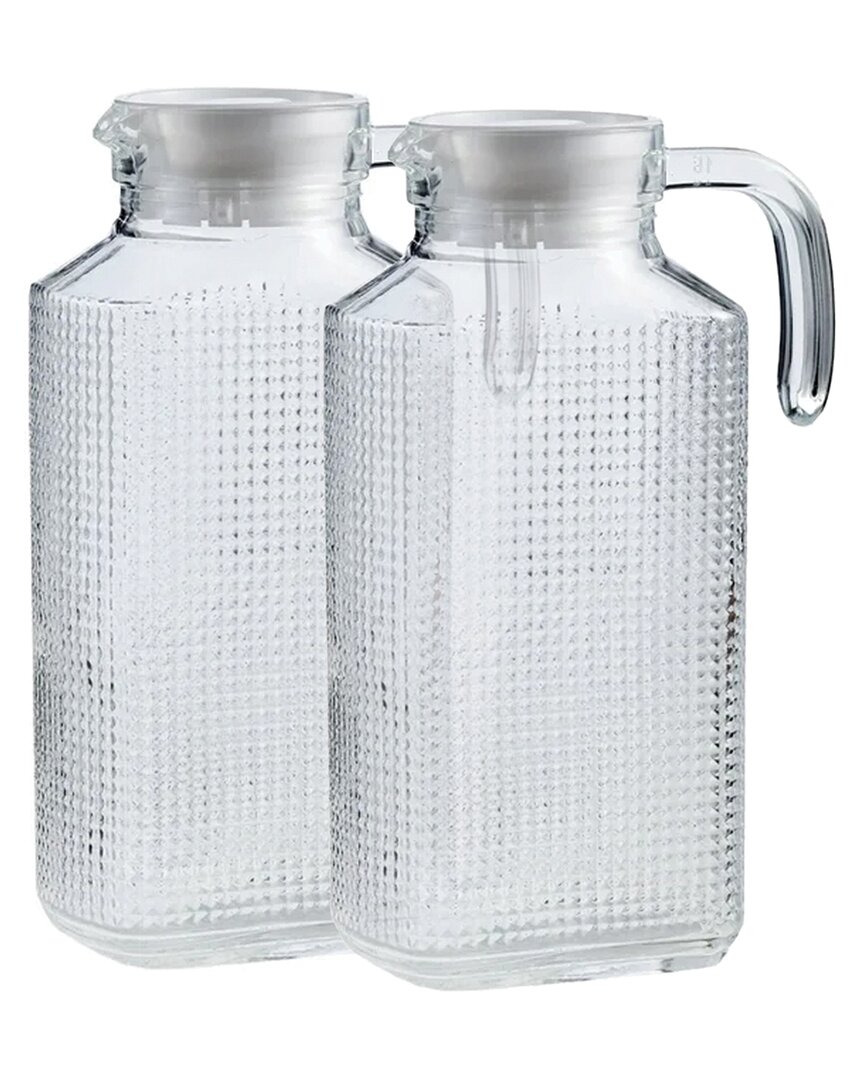 Circleware Frigo Set Of 2 Pitchers Textured With Plastic Lid