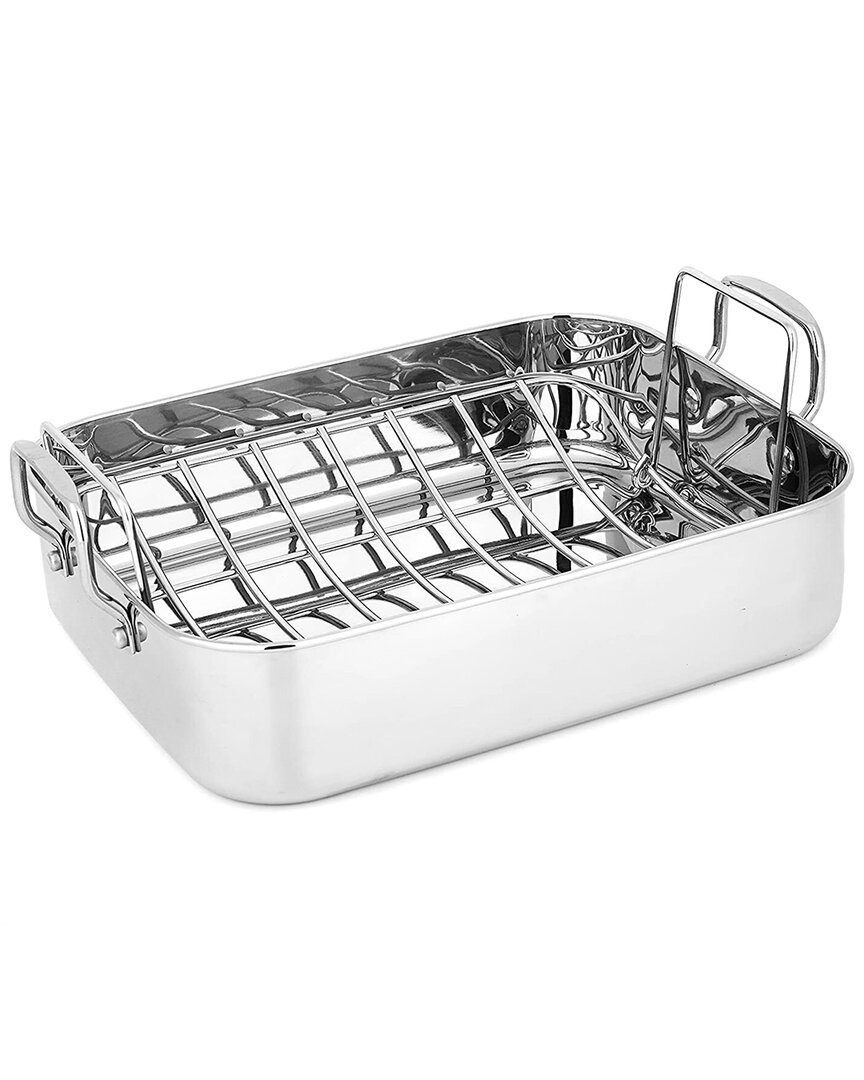 Nutrichef 14in Roaster With Polished Rack In Silver