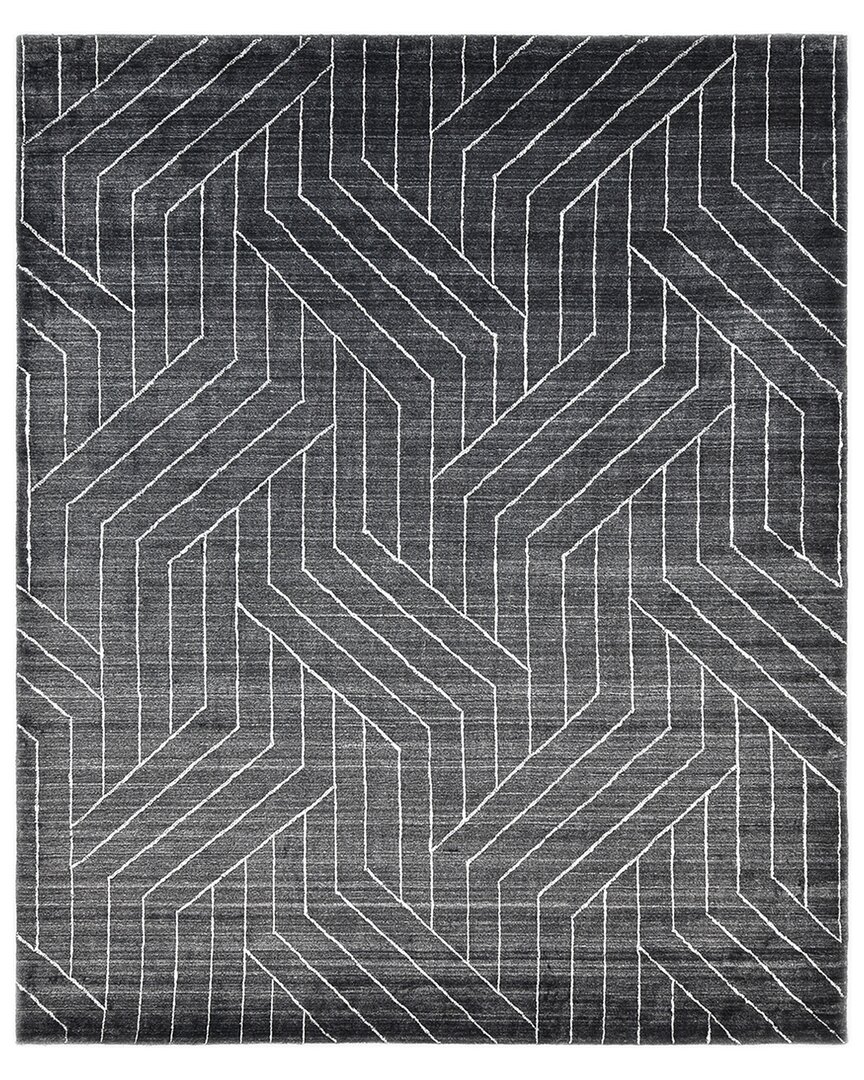 Solo Rugs Kali Contemporary Geometric Hand-loomed Wool-blend Area Rug In Gray