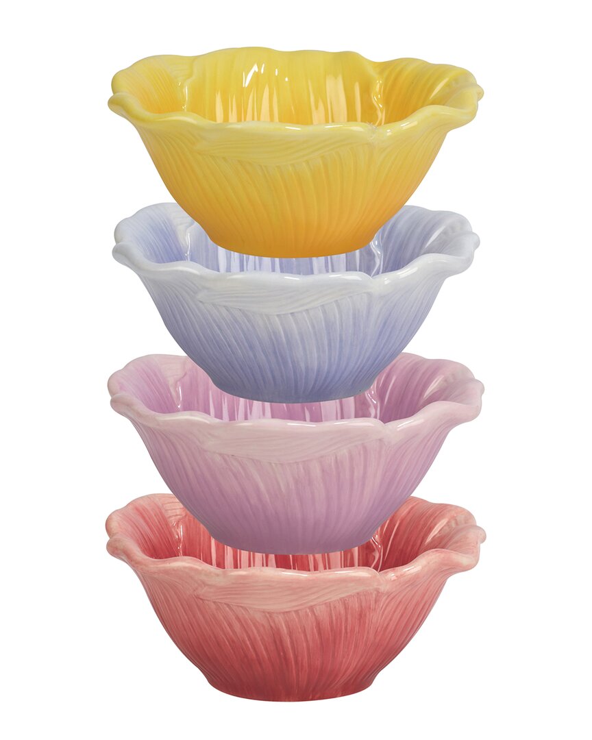Shop Certified International Hummingbirds Set Of 4 3d Floral Ice Cream Bowls