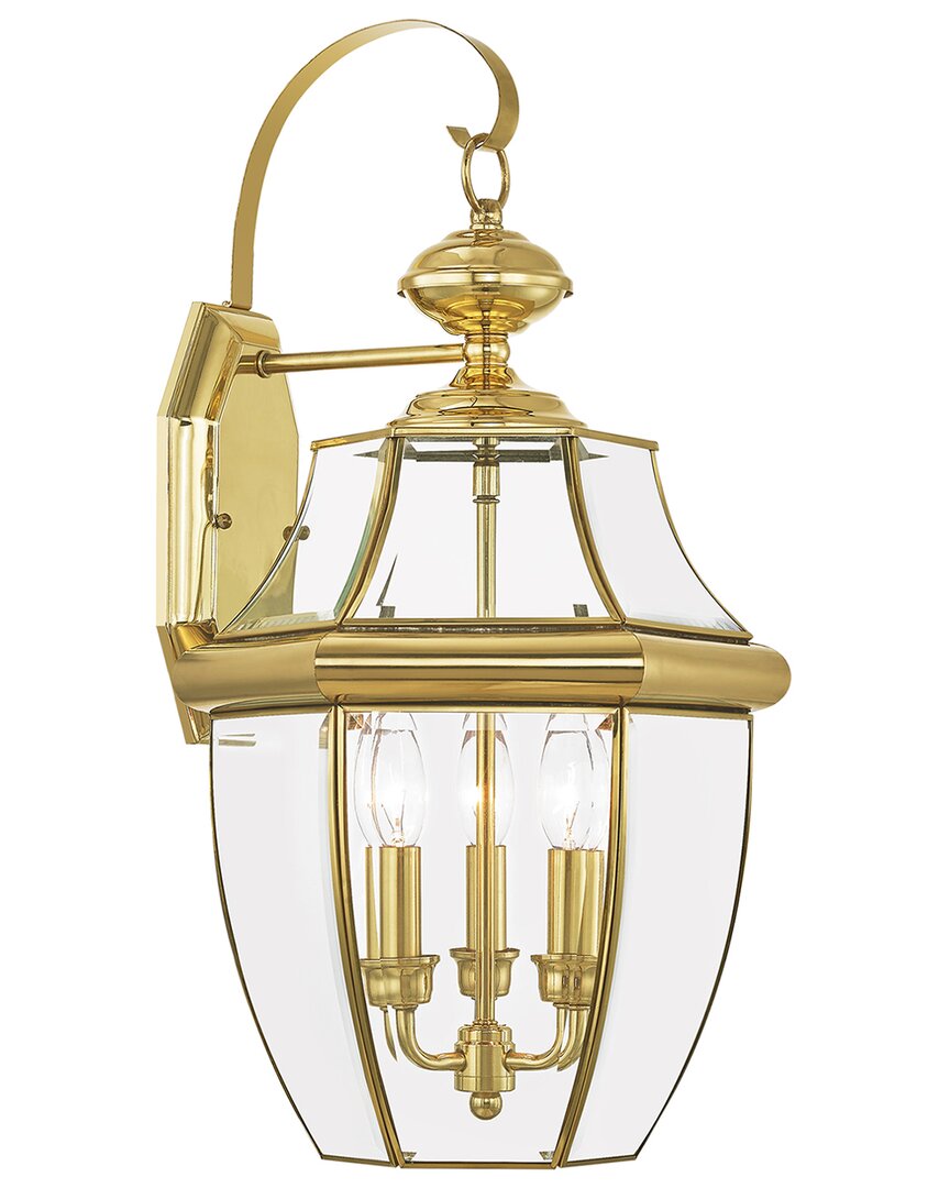 Livex Lighting 3-light Outdoor Wall Lantern In Gold