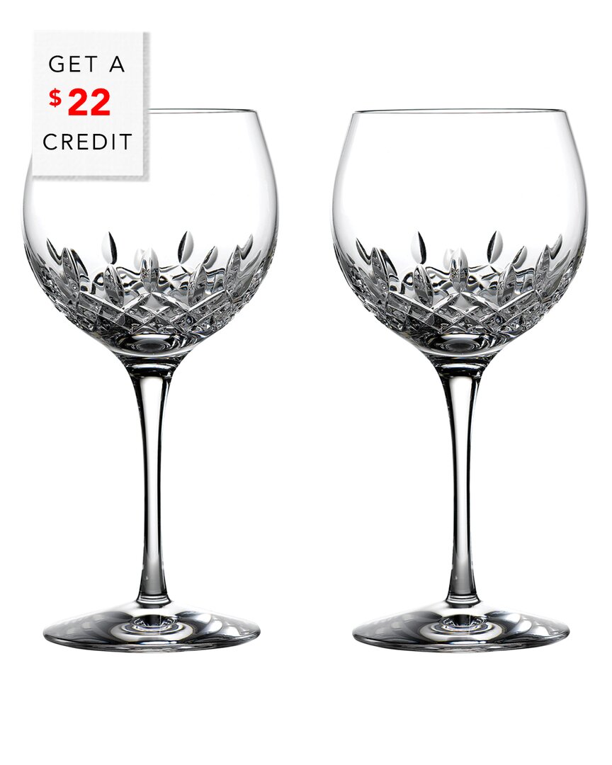 Waterford Lismore Essence Balloon Wine 18oz Set Of 2 With $19 Credit