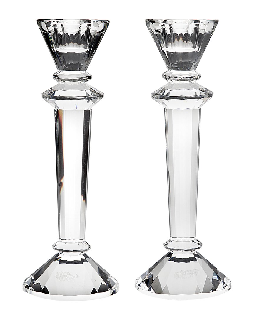Shop Ricci Argentieri Classic Round Crystal Tapered Candle Holder Set