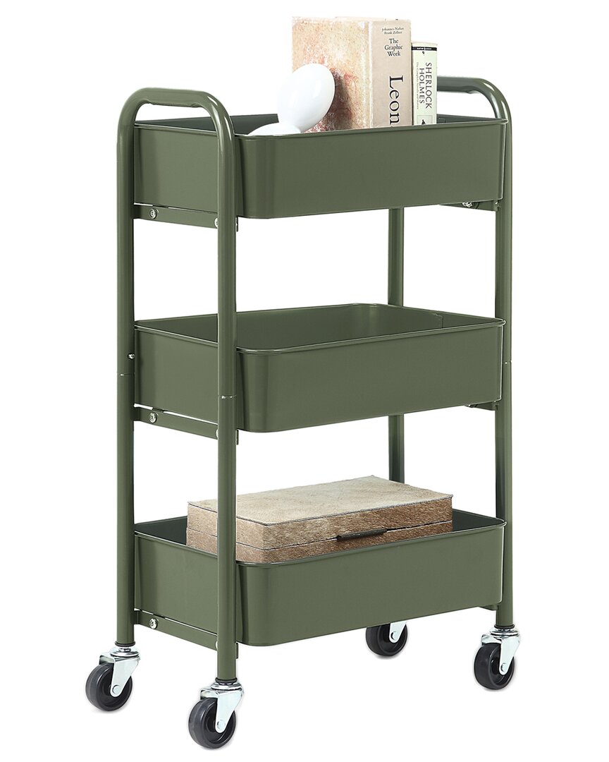 Sunny Point Sunnypoint Metal Compact 3 -tier Rolling Cart In Green