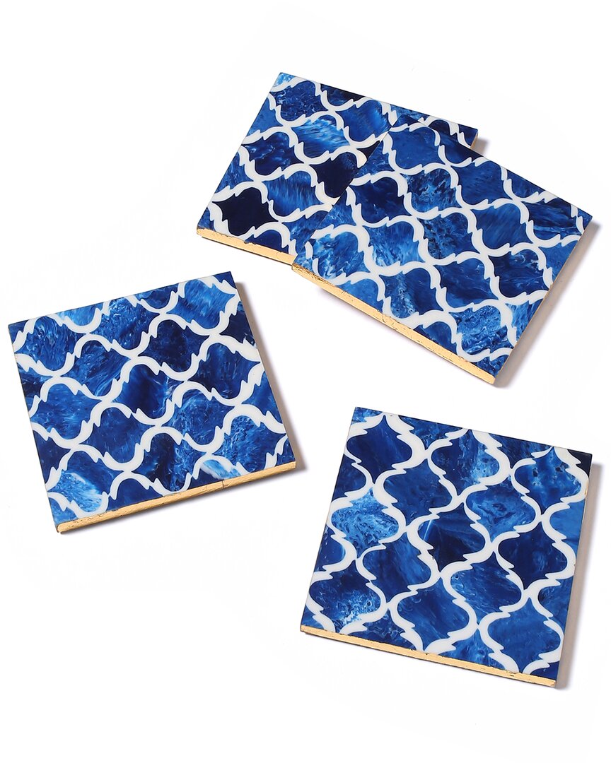 Tiramisu Set Of 4 Resin Coasters In Blue