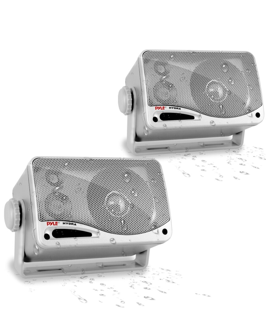 Pyle Weather Proof Mini Box Speaker System In Silver
