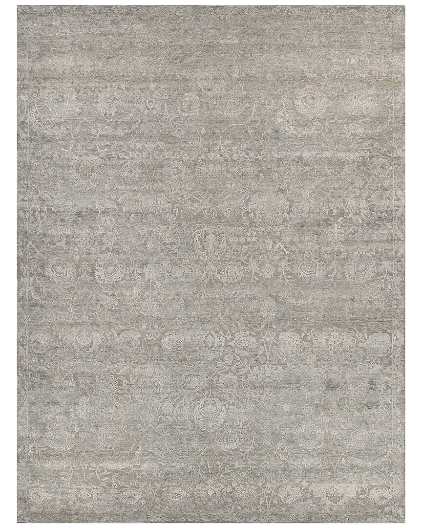Exquisite Rugs Meena Hand-knotted New Zealand Wool & Silk-blend Rug In Silver