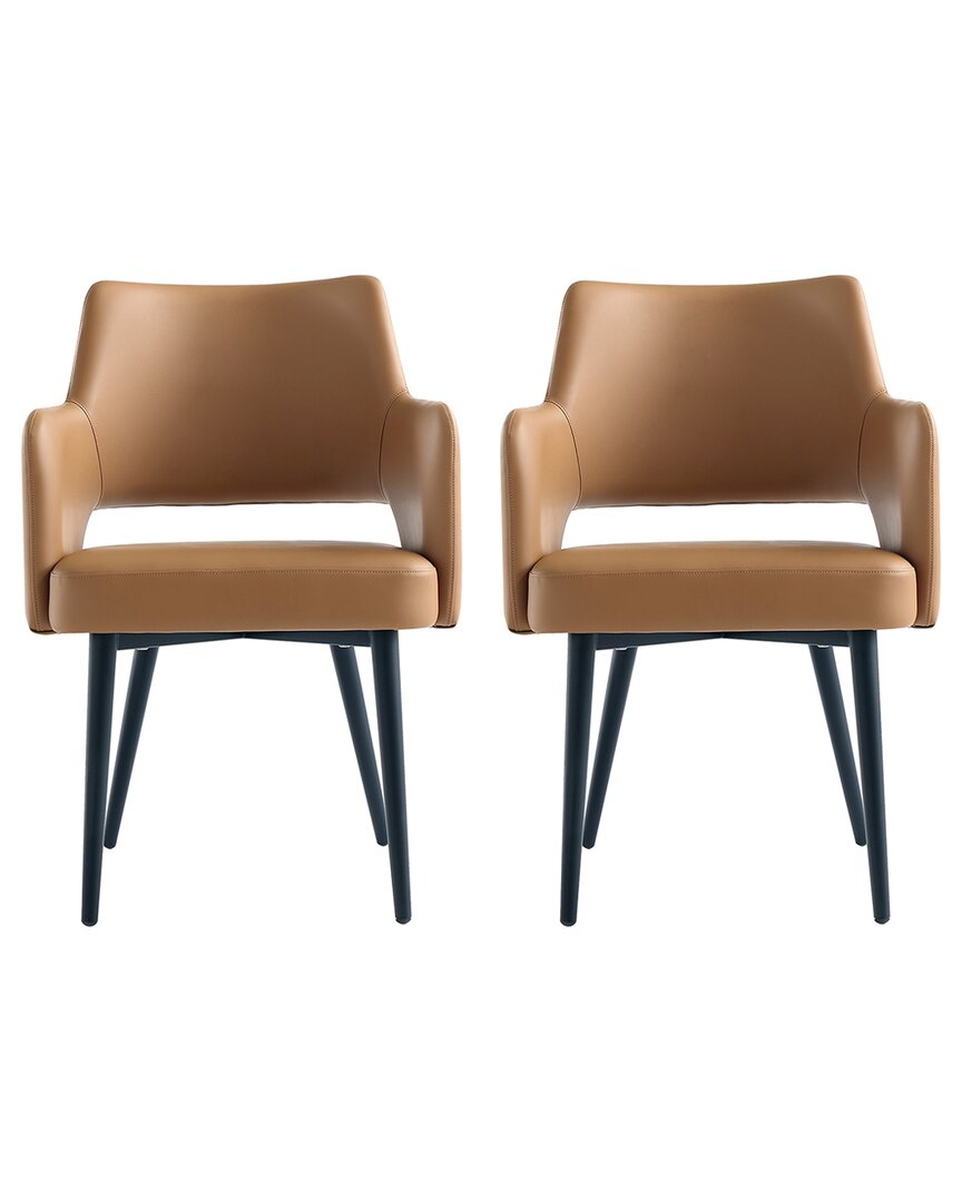 Manhattan Comfort Tremont Modern Leatherette Dining Arm Chair With Metal Legs