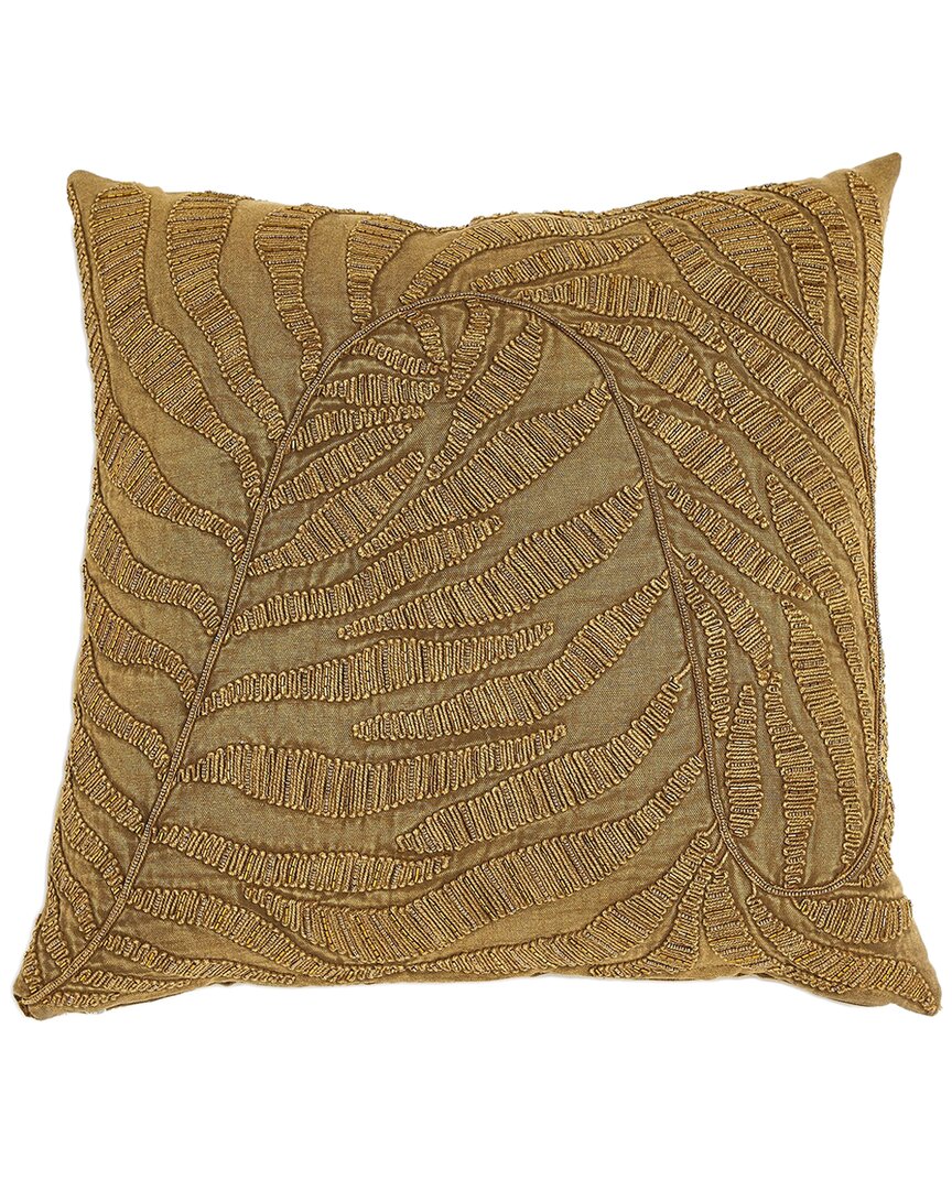 Global Views Beaded Palm Leaf Pillow In Gold