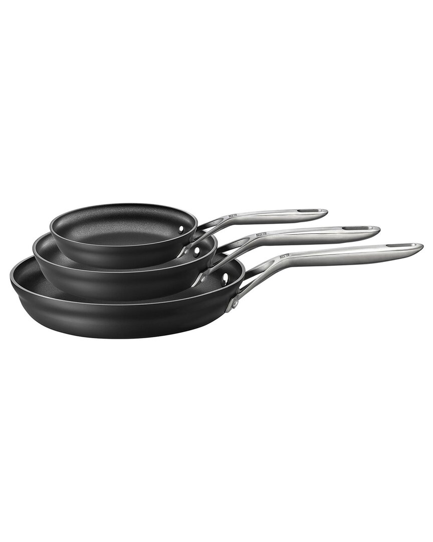 Zwilling J.a. Henckels Motion Hard-anodized 3pc Nonstick Fry Pan Set In Black