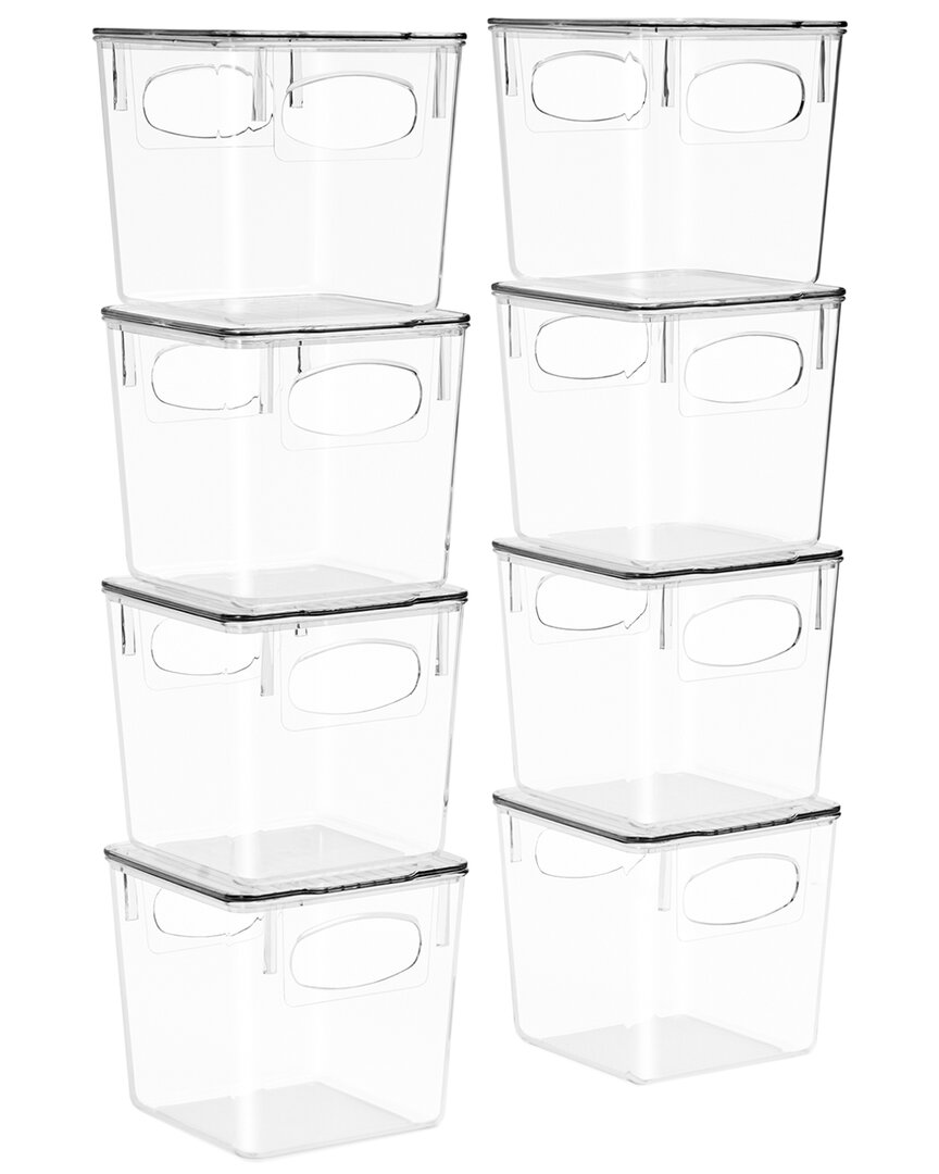 Sorbus Pack Of 8 Medium Plastic Storage Bins With Lids In Clear
