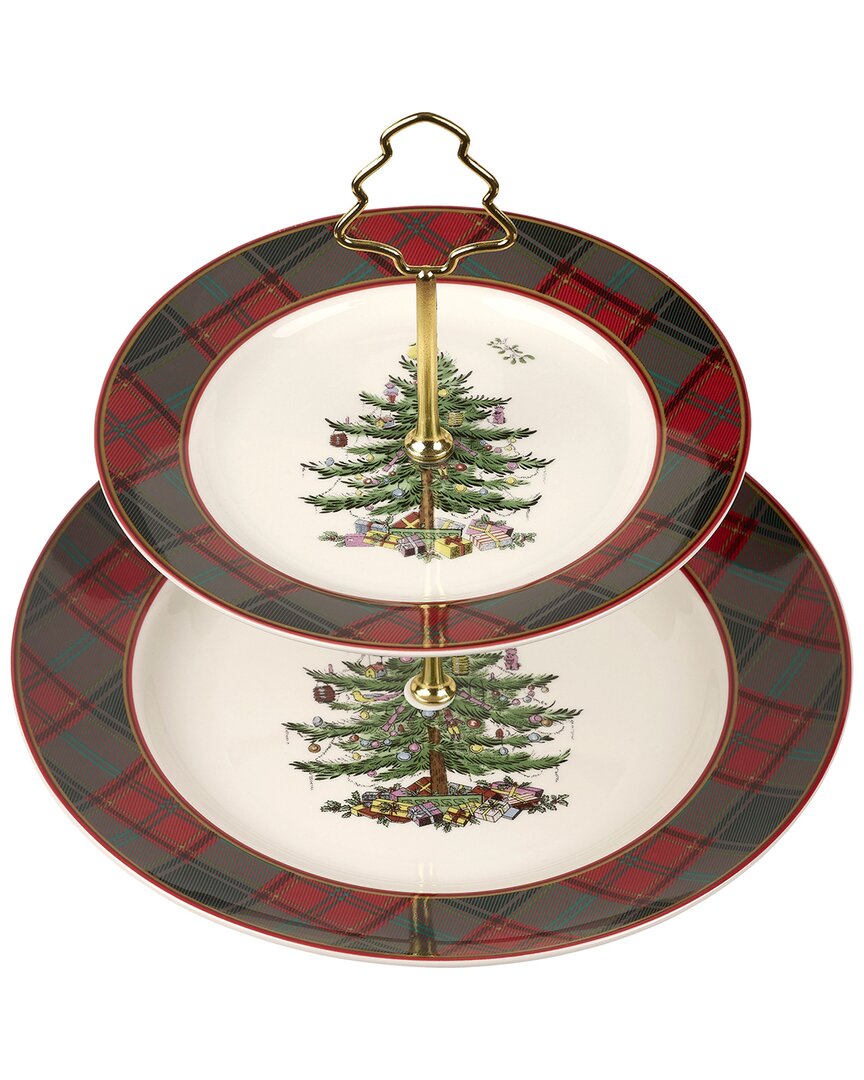 Spode Christmas Tree Tartan Tiered Server