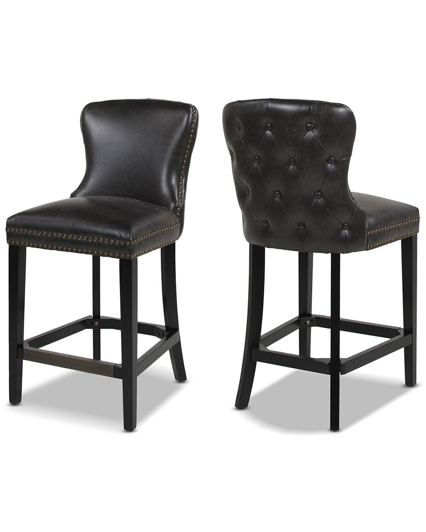 Jennifer Taylor Home Sonoma 28in Upholstered Armless Counter Height Bar Stool (set Of 2) In Black
