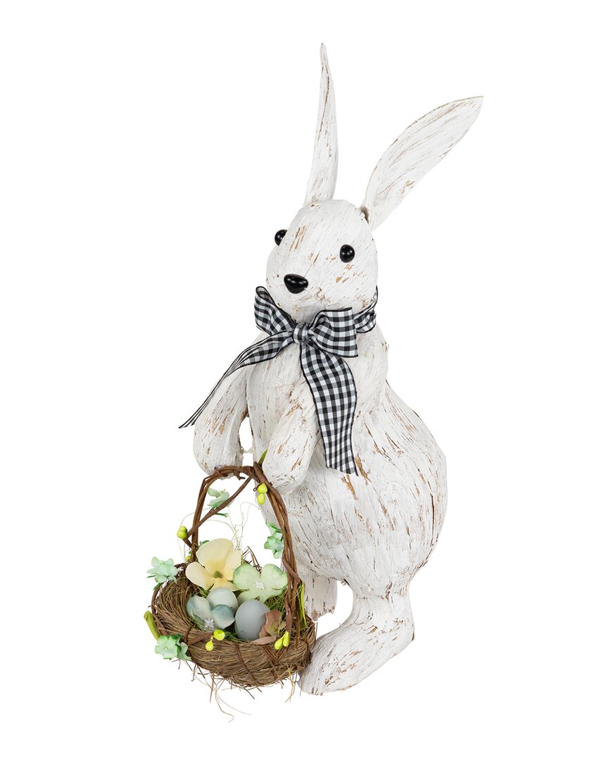 NORTHLIGHT NORTHLIGHT RUSTIC RABBIT WITH EASTER BASKET STANDING FIGURE