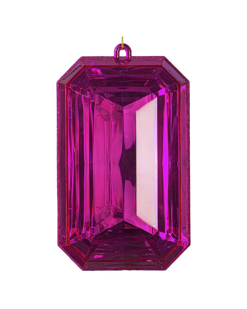 Vickerman Set Of 2 Pink 8in Rectangle Jewel Glitter Ornaments