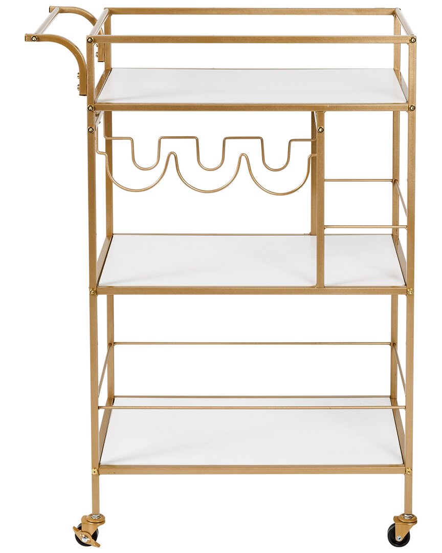 Honey-can-do 3-tier Rolling Bar/serving Cart With Handles In Gold