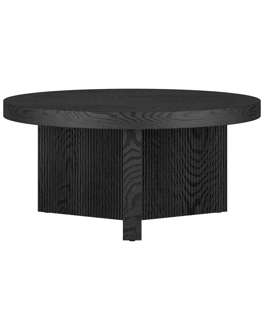 Abraham + Ivy Holm 32 Wide Round Coffee Table In Black Grain