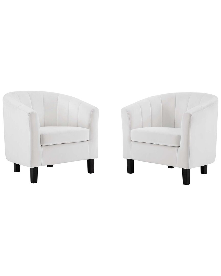 Modway Prospect Channel Tufted Performance Velvet Armchair In White