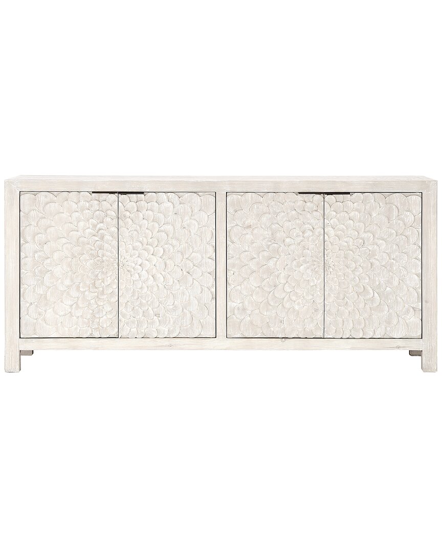 Classic Home Astrid 86in 4 Door Reclaimed Pine Wood Sideboard In White