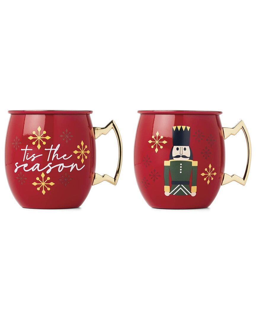 Cambridge Set Of Two 20oz Nutcracker Moscow Mule Mugs In Red
