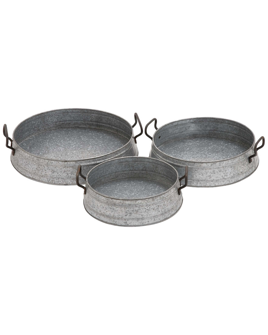 Peyton Lane Set Of 3 Metal Planter Trays