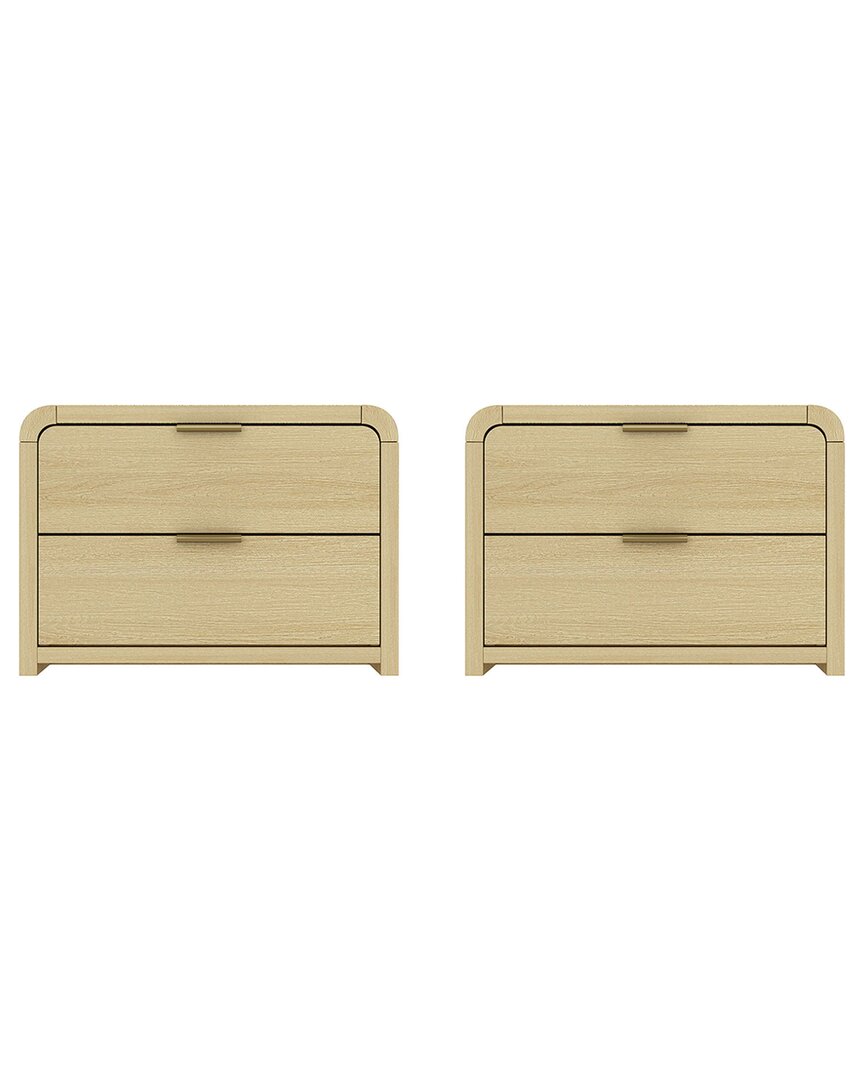 Manhattan Comfort Set Of 2 Grace Modern Nightstands With 4 Drawers