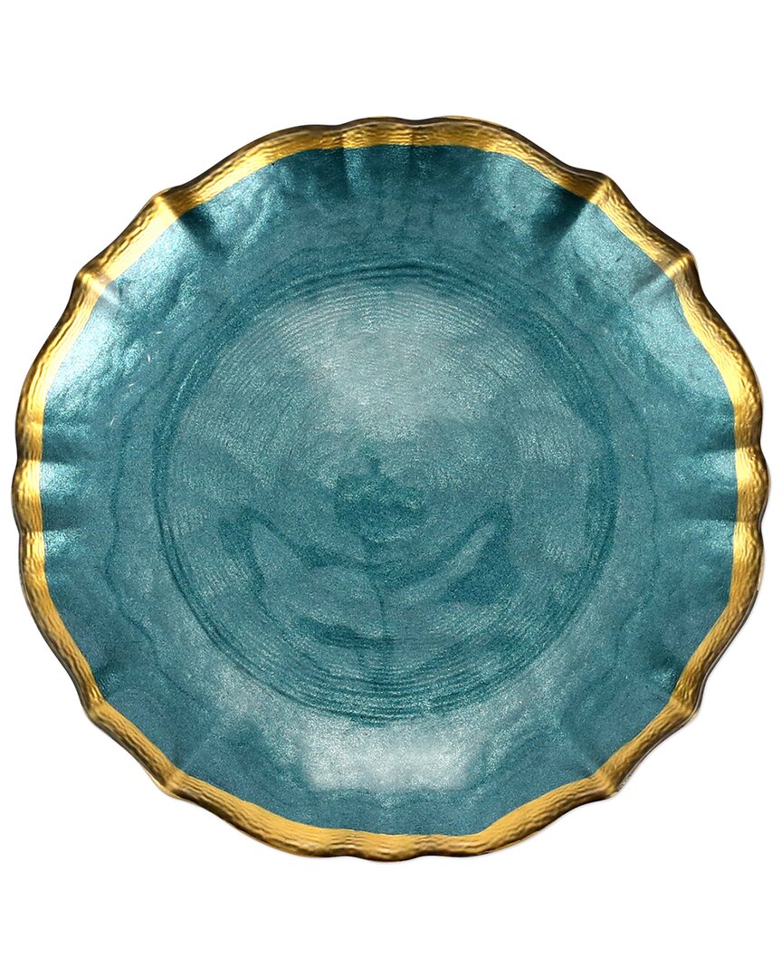 Vietri Viva By  Baroque Glass Cocktail Plate With $2 Credit In Teal