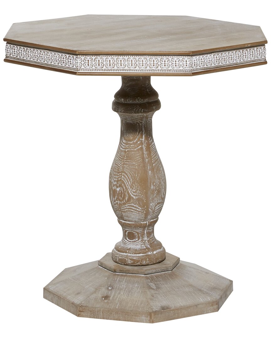 Peyton Lane Handmade Carved Accent Table In Brown