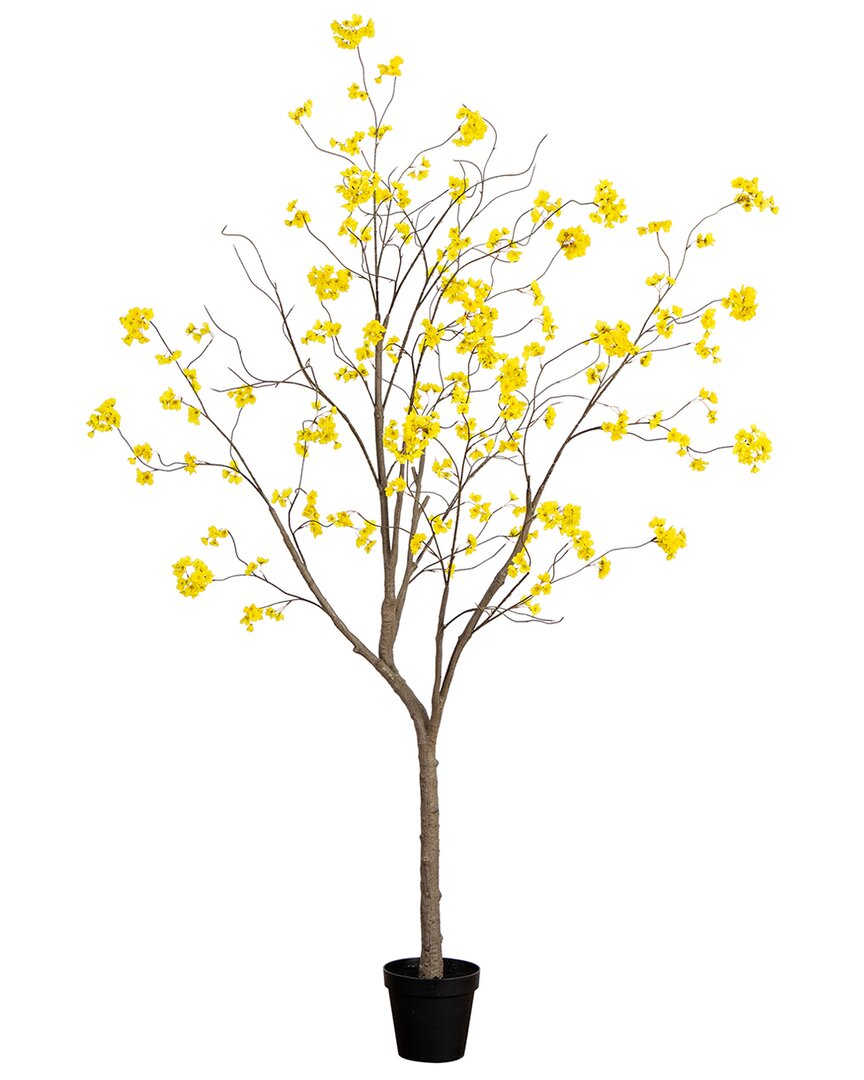Nearly Natural 8ft Artificial Bellflower Tree In Yellow